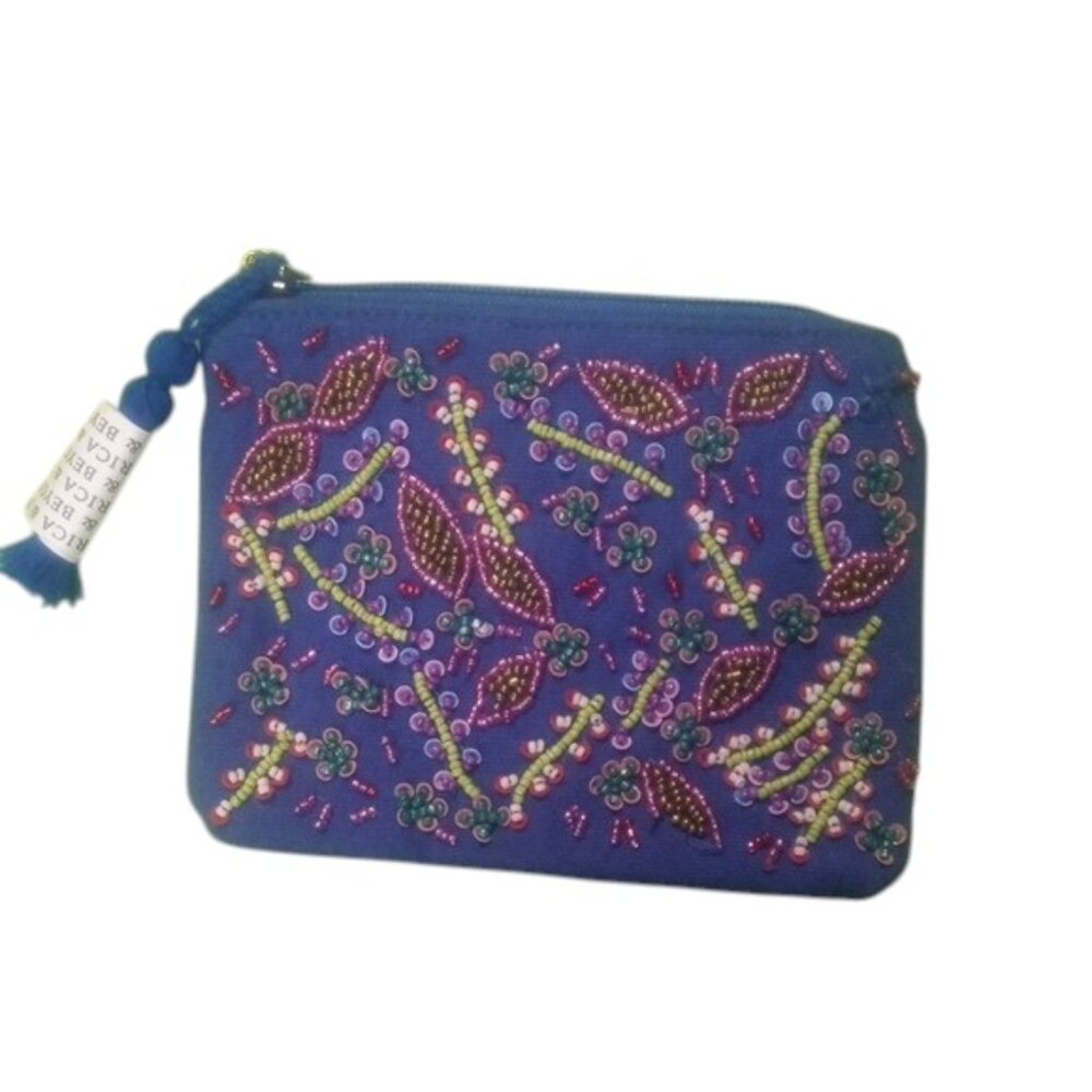 America & Beyond | Embroidered Blue Coin Pouch |  NWOT